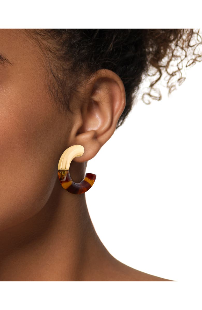 JARDIN Half Acrylic Hoop Earrings, Alternate, color, Tortoise/ Gold