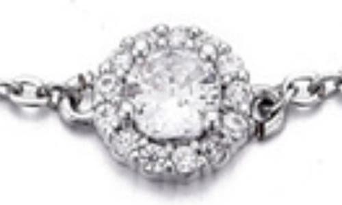 Adornia Cubic Zirconia Halo Charm Slider Chain Bracelet In Silver
