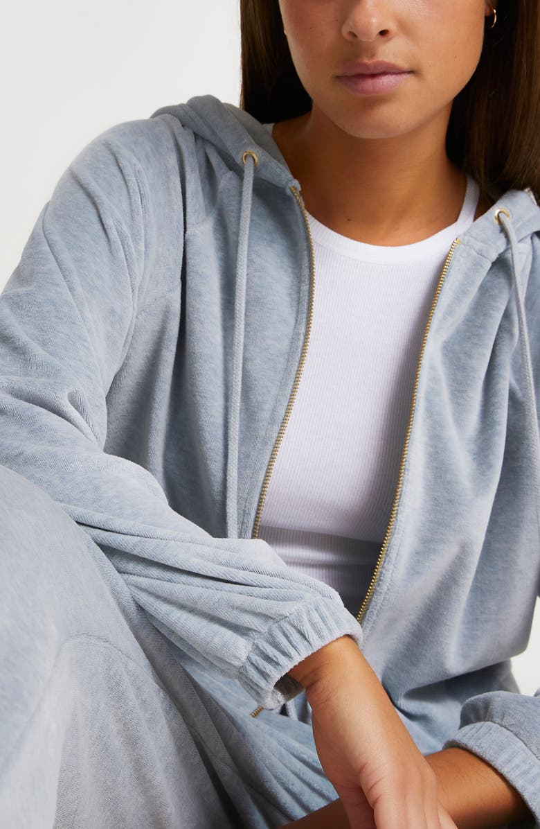 River Island Velour Zip Hoodie, Alternate, color,