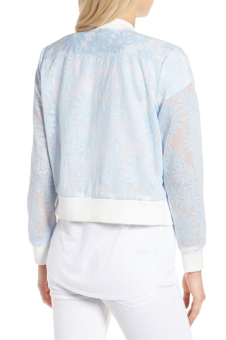Audrie Grid Mesh Bomber Jacket, Alternate, color, BLEACHED BLUE