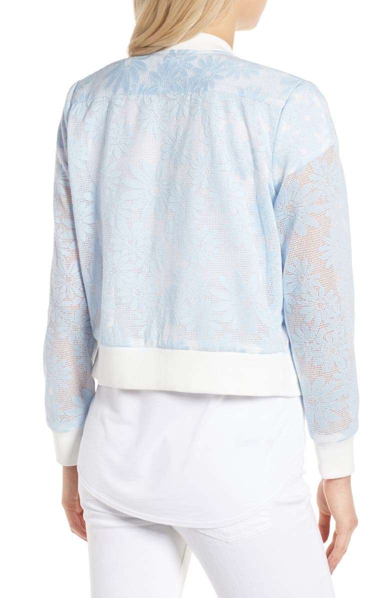 cupcakes and cashmere Audrie Grid Mesh Bomber Jacket, Alternate, color, 