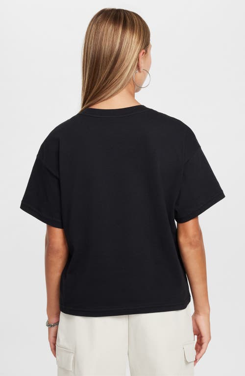 Nike Sportswear Kids' Essential Boxy Embroidered Swoosh T-shirt In Black
