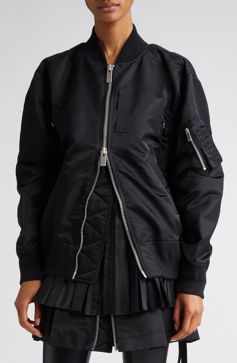 Sacai Layered Nylon MA-1 Bomber Jacket, Main, color, 