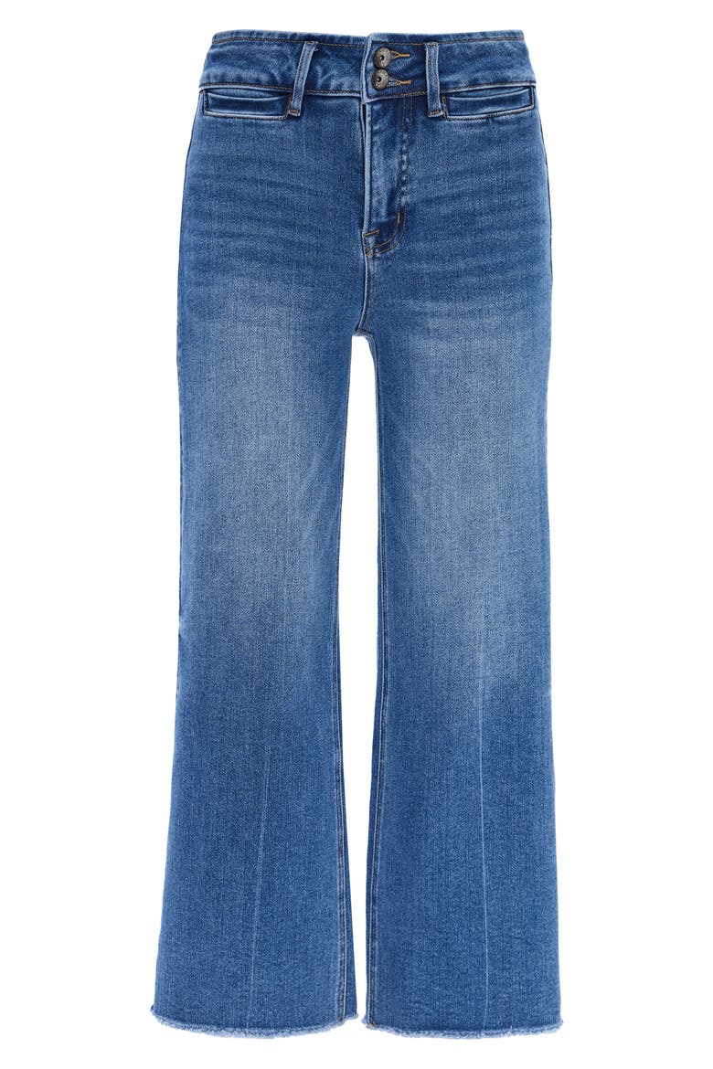 Frayed Welt Pocket High Waist Crop Wide Leg Jeans, Alternate, color, MEDIUM BLUE