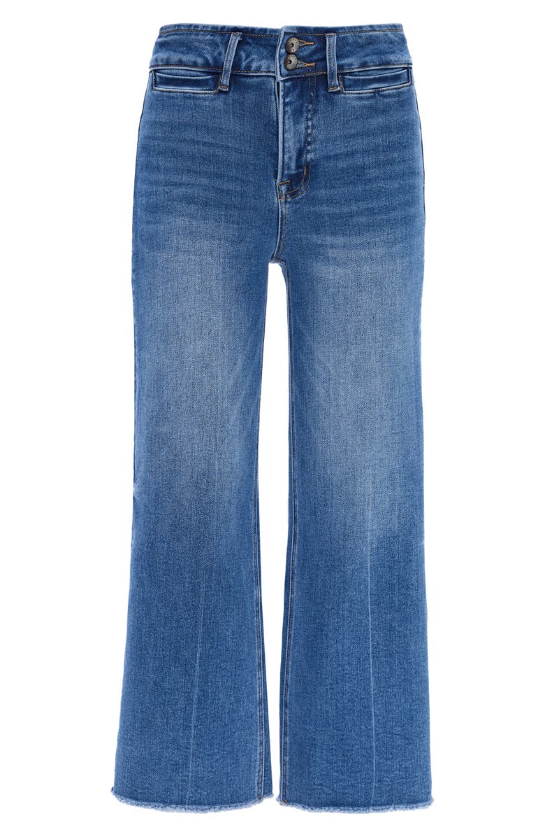 Bayeas Frayed Welt Pocket High Waist Crop Wide Leg Jeans, Alternate, color, Medium Blue