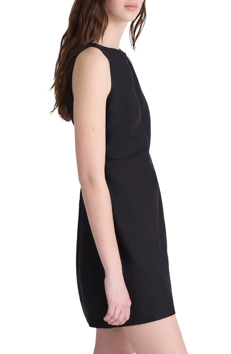 Madewell Boat Neck Shirred Linen Minidress, Alternate, color, Jet Black