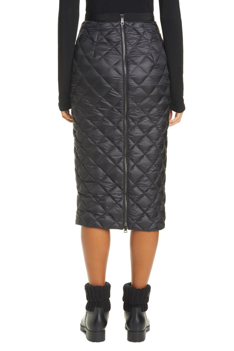 Quilted Down Midi Skirt, Alternate, color, 999 BLACK