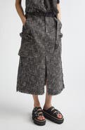 Sacai Mixed Media Fringe Tweed & Chiffon Skirt