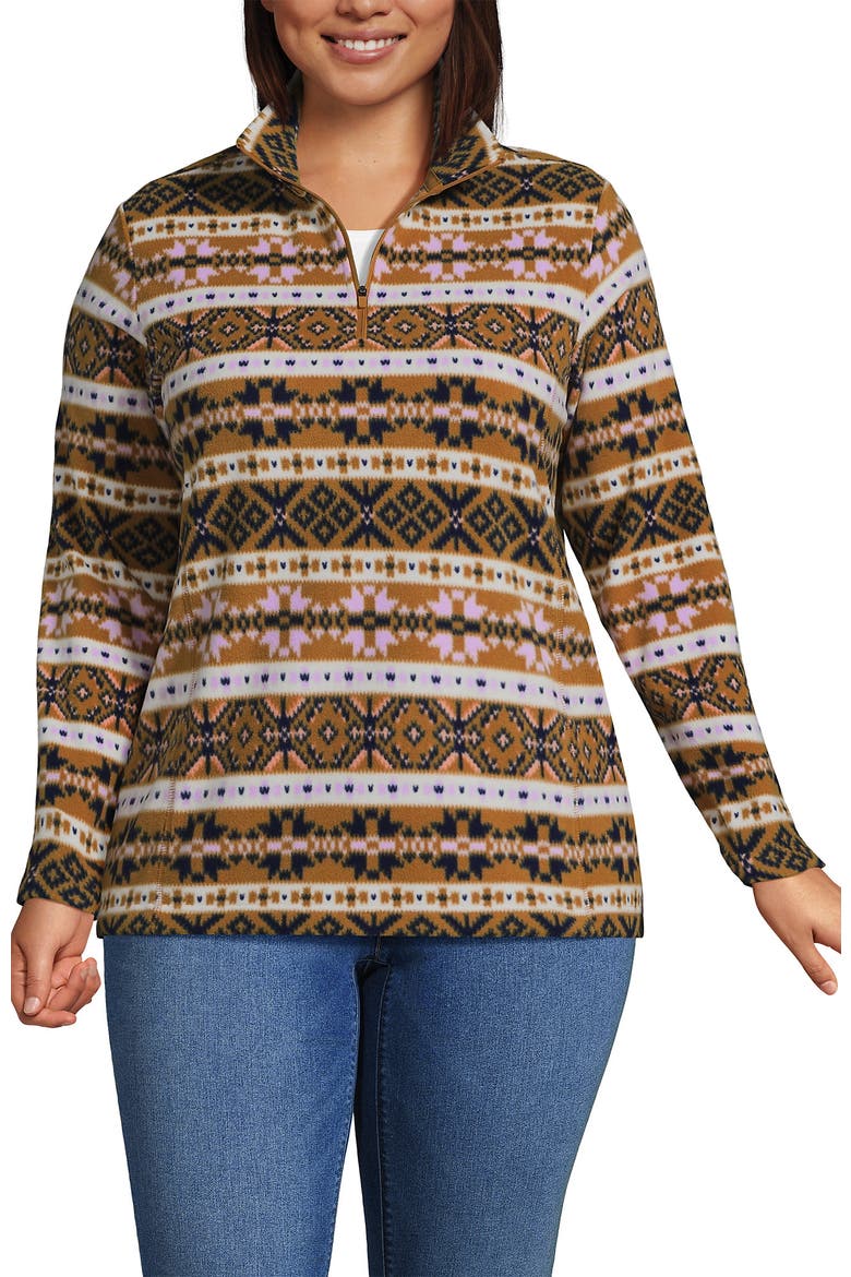Anyweather Fleece Quarter Zip Pullover, Main, color, Lilac/Camel Fairisle