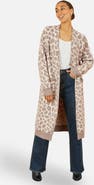 Yumi Animal Print Intarsia Long Cardigan