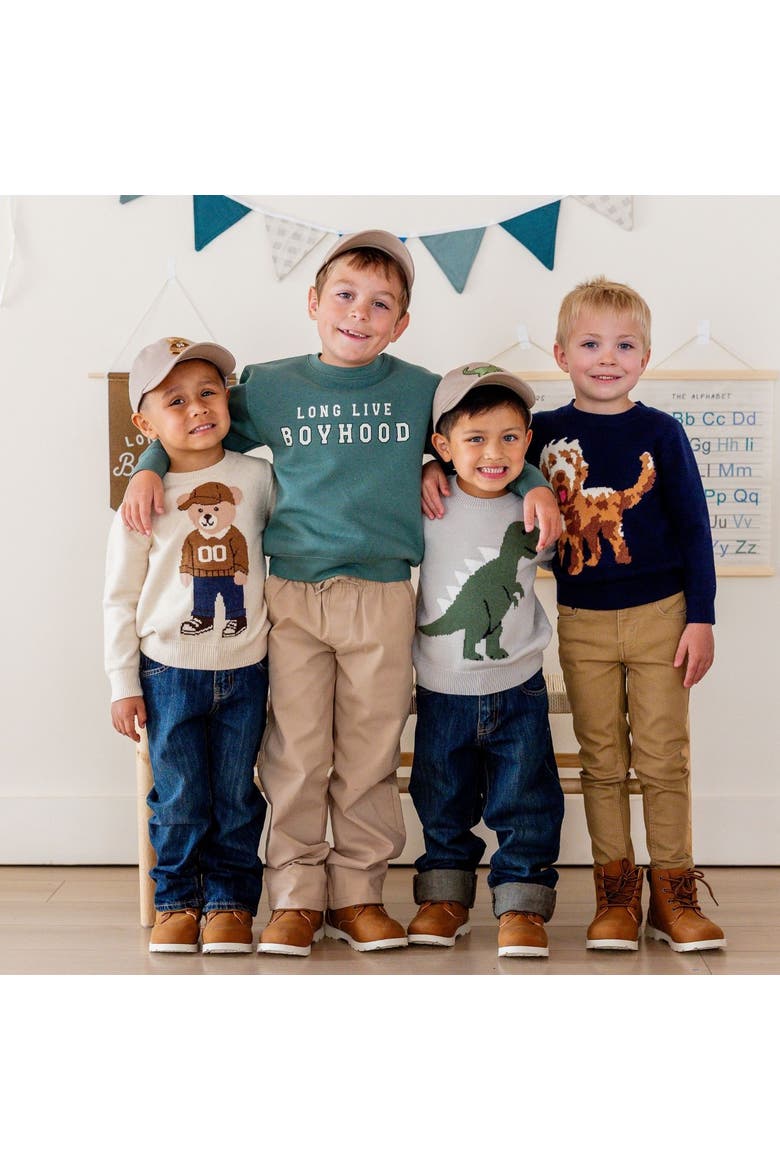 Dinosaur Sweater, Alternate, color, Light Grey