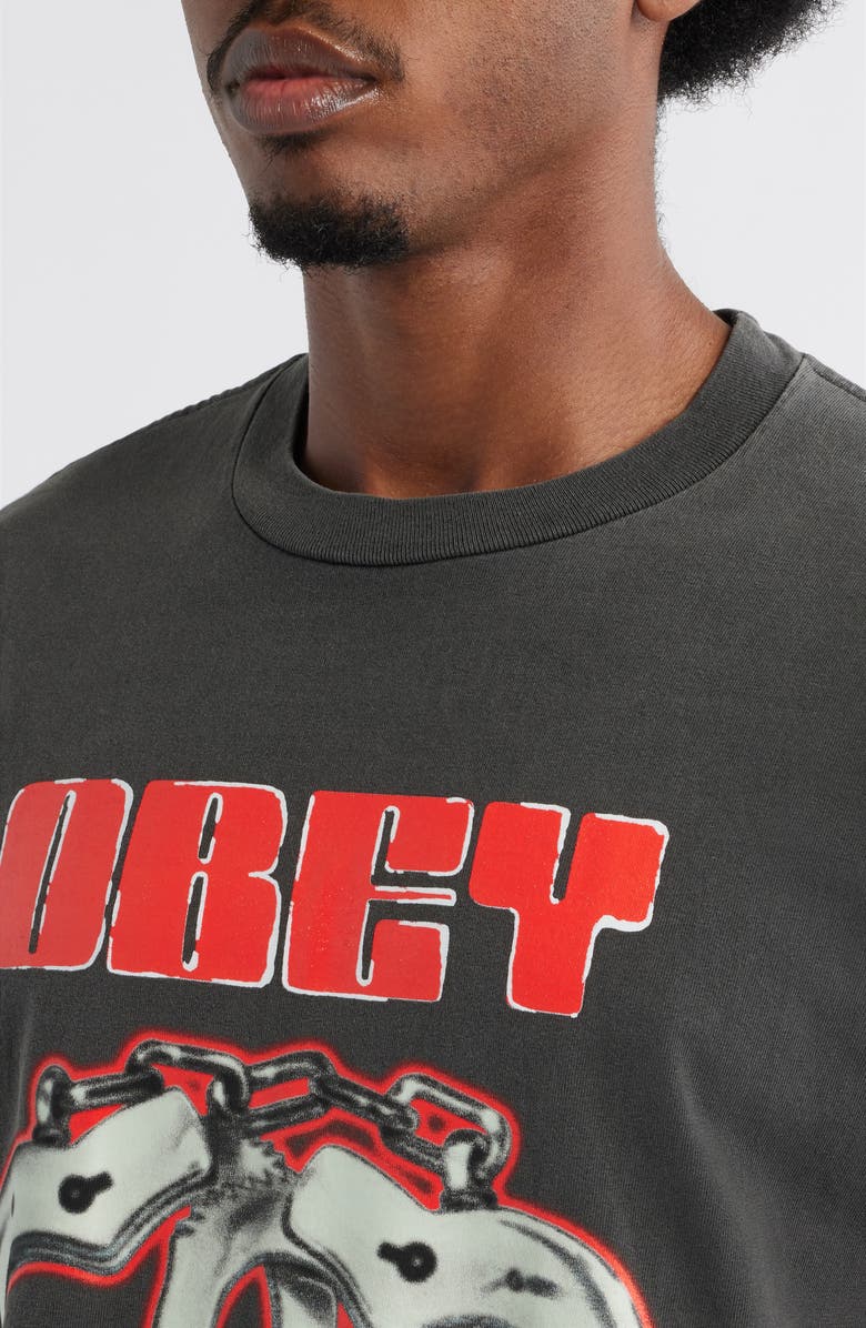 Obey Cuffs Graphic T-Shirt, Alternate, color, Pigment Dusty Black