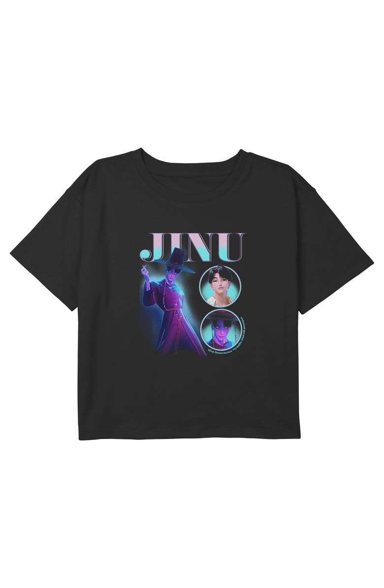 KPop Demon Hunters Girl's KPop Demon Hunters Jinu Saja Boy Montage Graphic T-Shirt, Main, color, Black