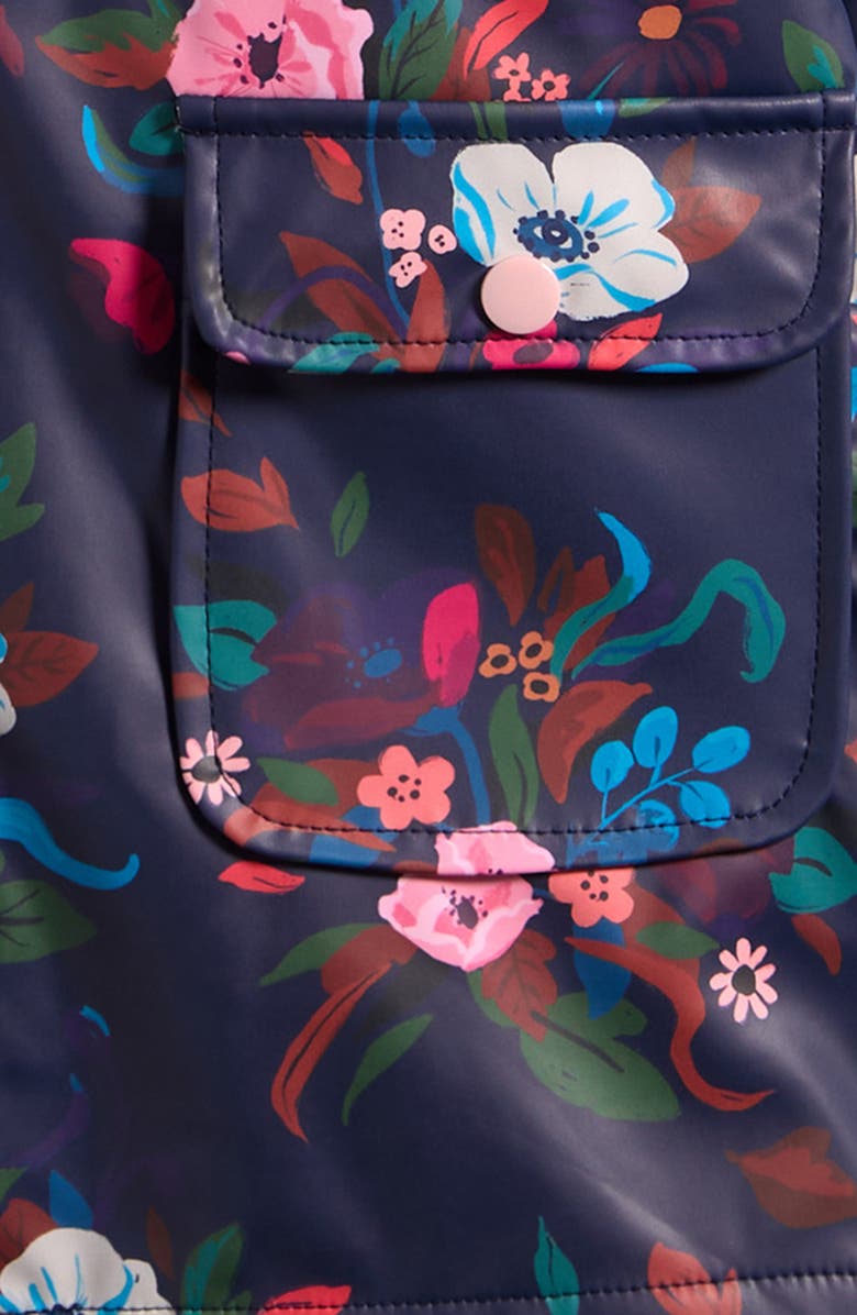 Hatley Kids' Fall Floral Rain Jacket, Alternate, color, Navy Blue