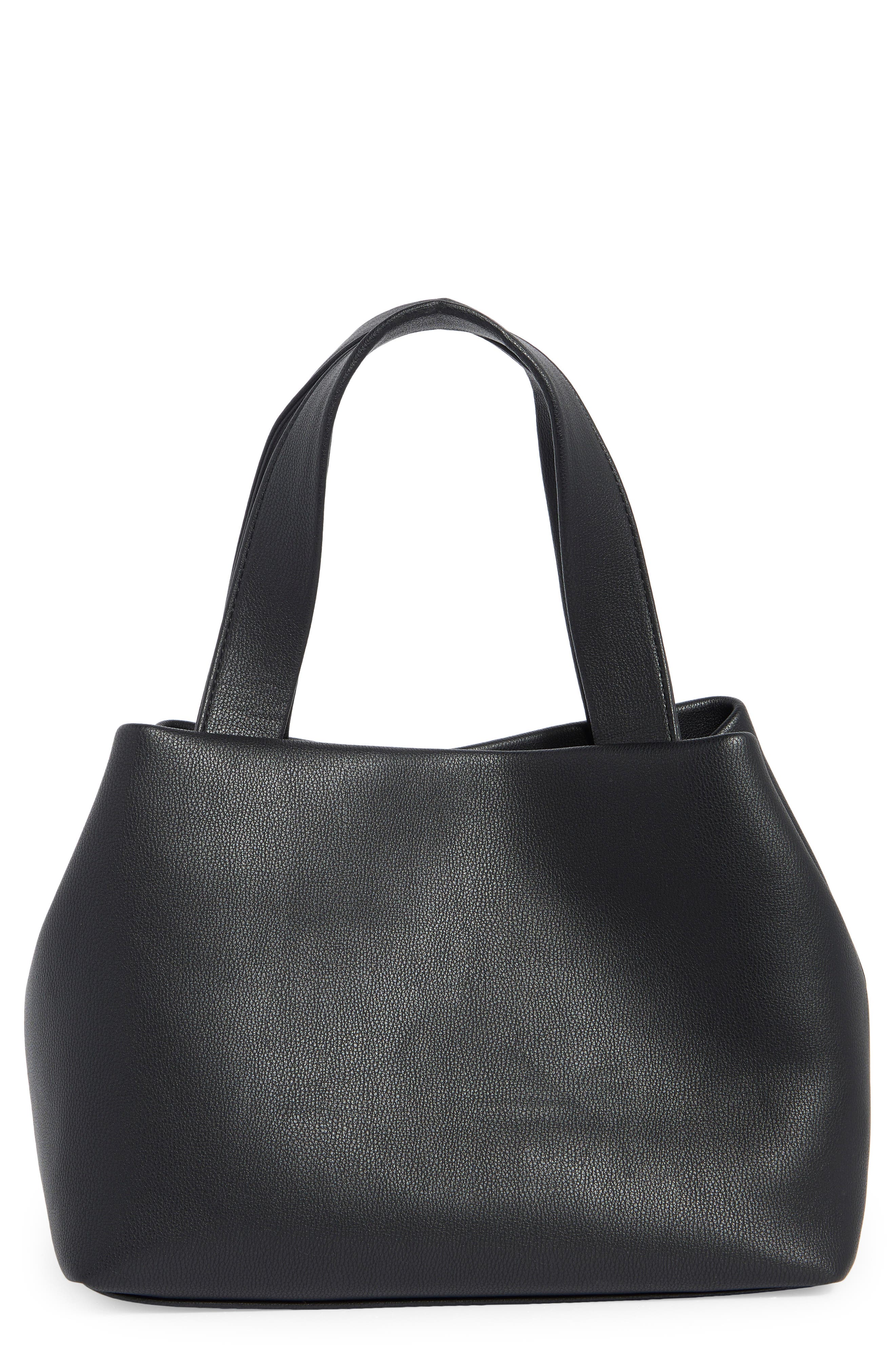 MUNDI SMALL LEATHER GOODS Flora Top Handle Shoulder Bag, Main, color, Black