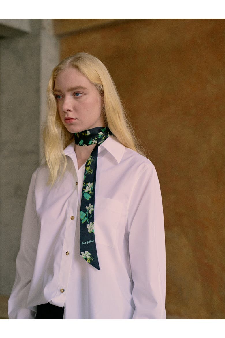 "Beach Blossom" Silk Skinny Scarf, Alternate, color, Black