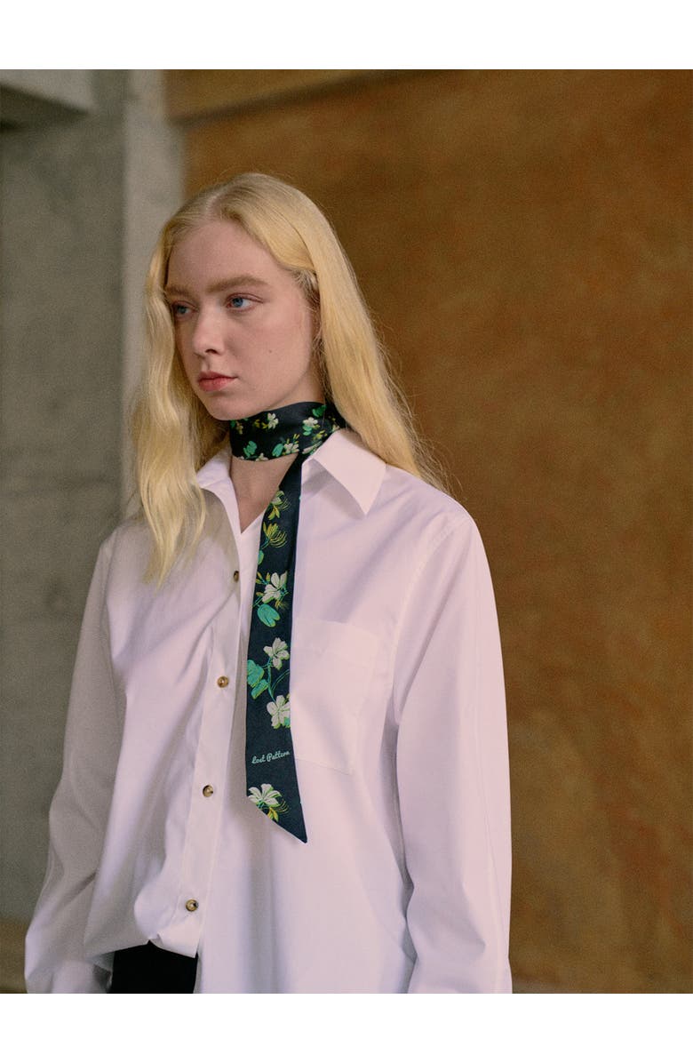 Lost Pattern "Beach Blossom" Silk Skinny Scarf, Alternate, color, Black