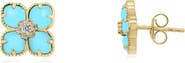 The Lovery Fine Jewelry Turquoise CZ Flower Stud Earrings
