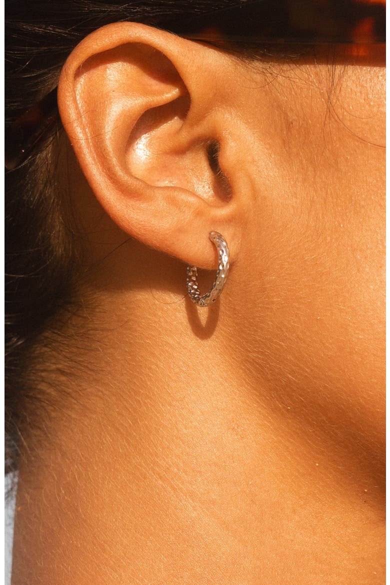 Hammered Hoops Earrings, Alternate, color, Silver