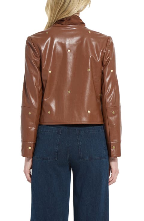 Luanne Studded Faux Leather Jacket