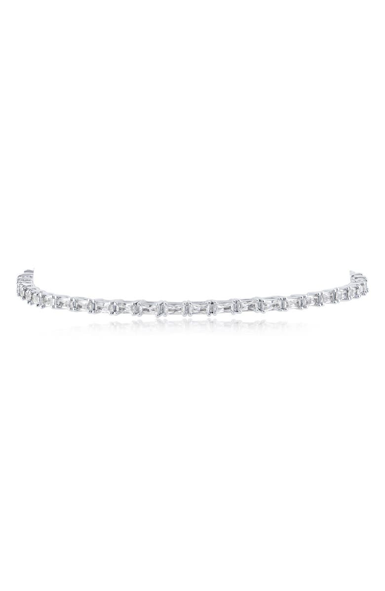 CZ by Kenneth Jay Lane Baguette Cubic Zirconia Bracelet, Main, color, Rhodium Plated Brass
