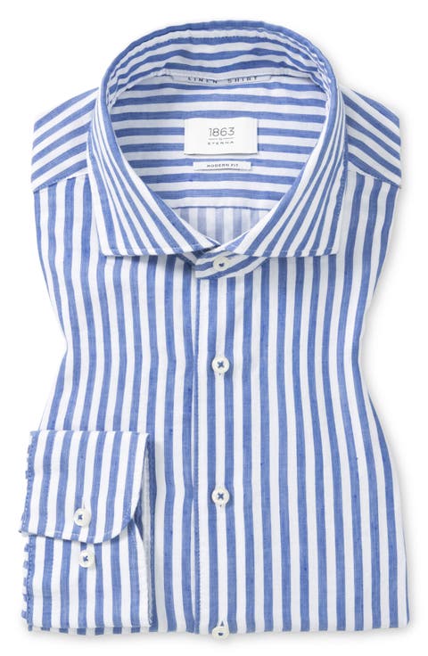 Modern Fit Cotton & Linen Blend Dress Shirt