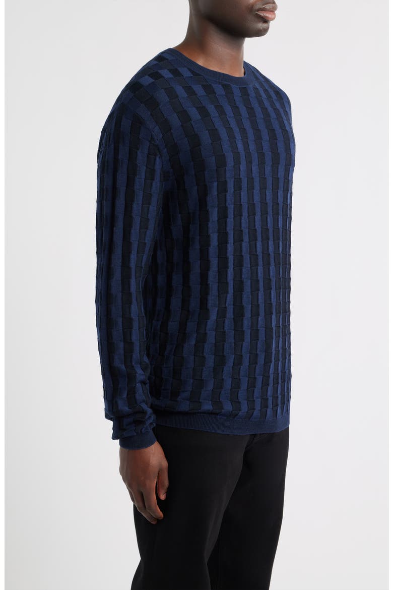 Lattice Texture Crewneck Sweater, Alternate, color, NAVY
