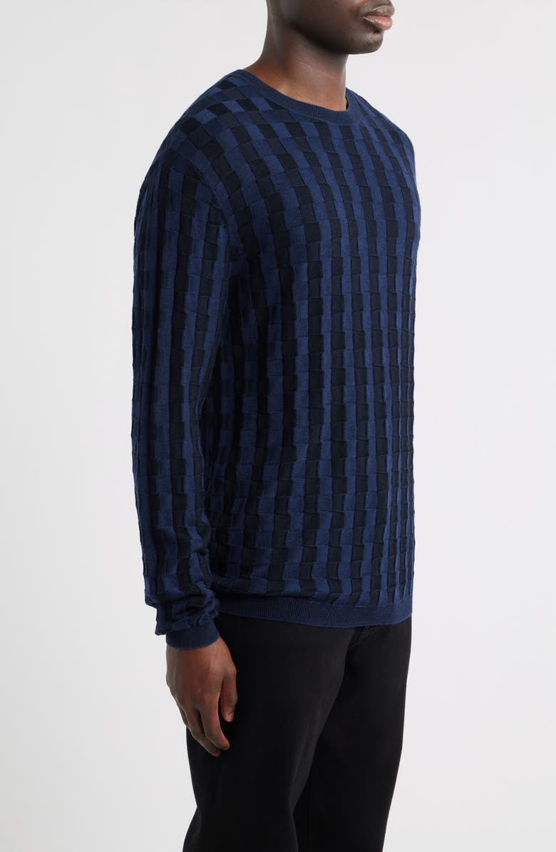 Emporio Armani Lattice Texture Crewneck Sweater, Alternate, color, Navy