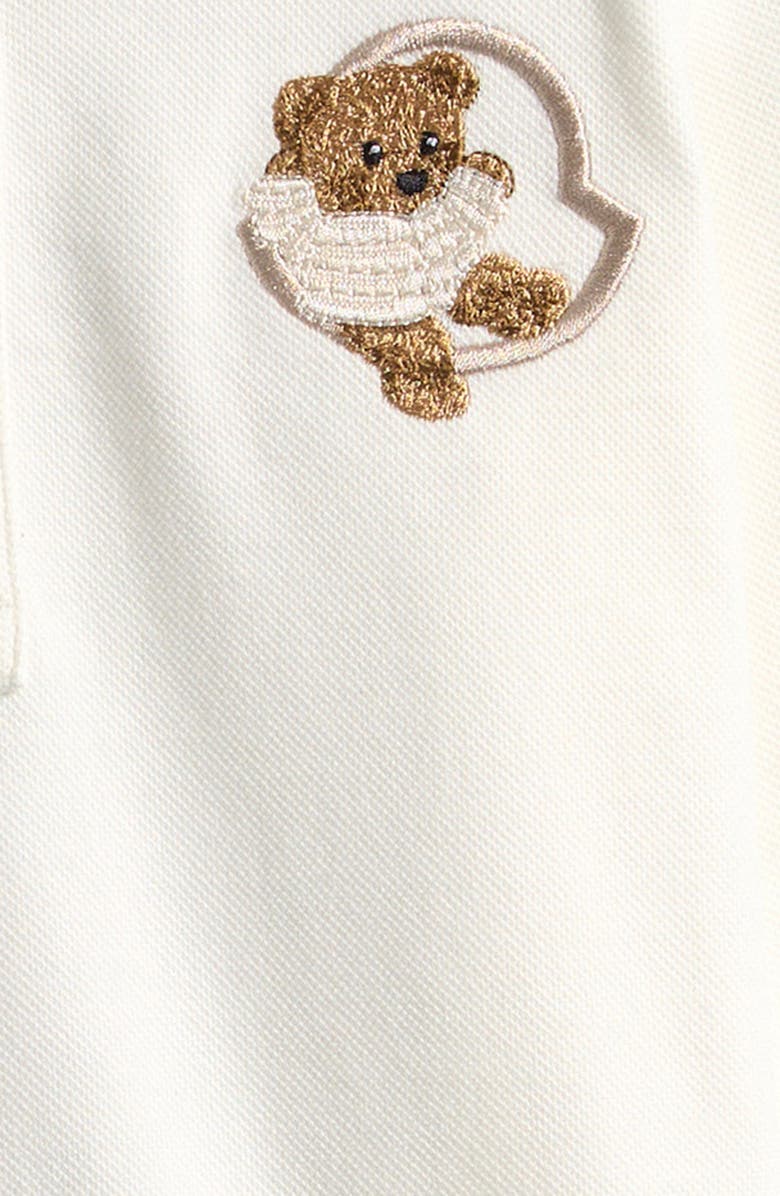 Moncler Kids' Bear Logo Embroidered Polo, Alternate, color, White