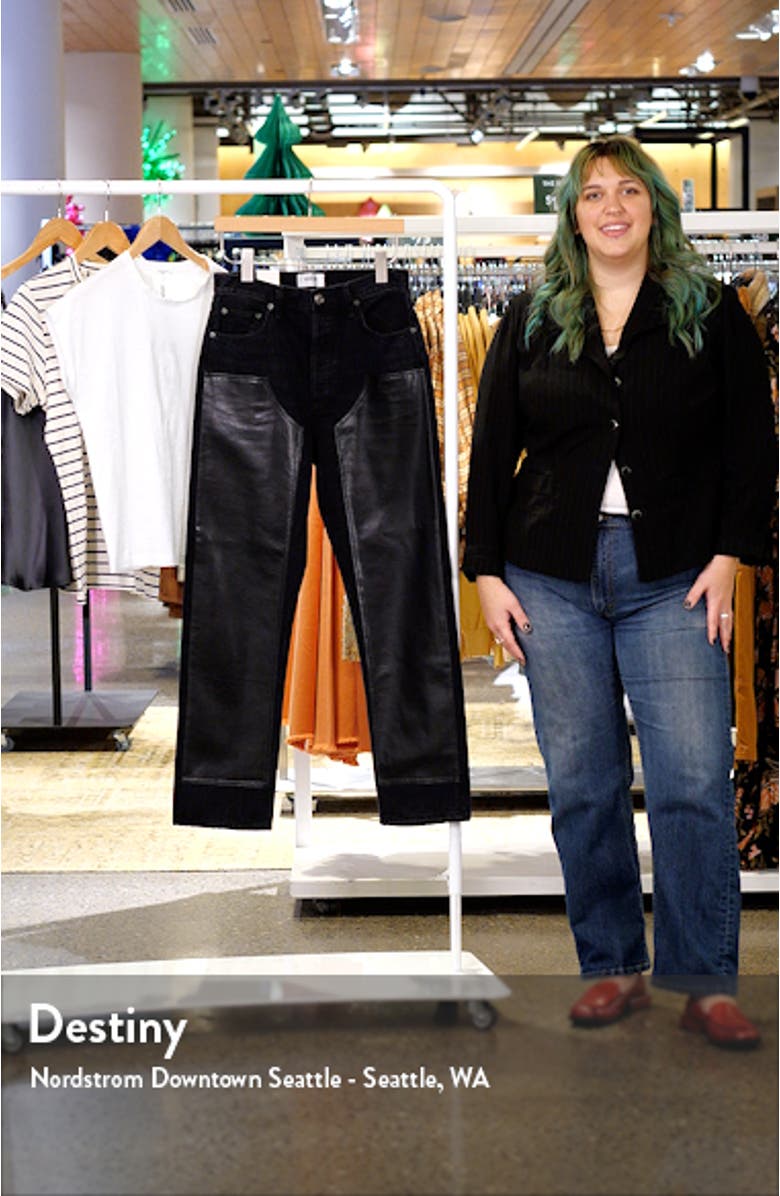 Ryder High Waist Organic Cotton Straight Leg Jeans with Recycled Leather Blend Panel, sales video thumbnail