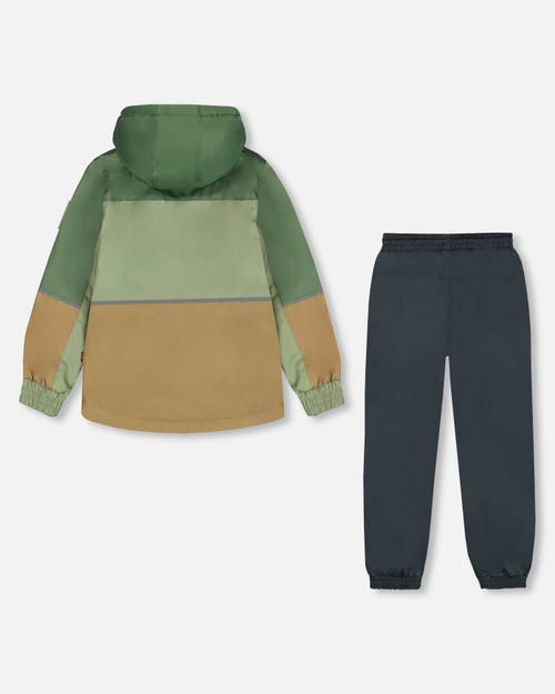 Deux Par Deux Baby Boy's Two-piece Mid-season Outerwear Set Pale Green, Sage, Tan, And Gray In Pale Green Sage Tan And Gray