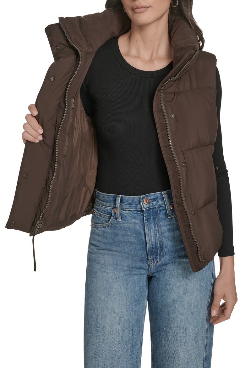 Quilted Puffer Vest, Alternate, color, COFFEE BEAN