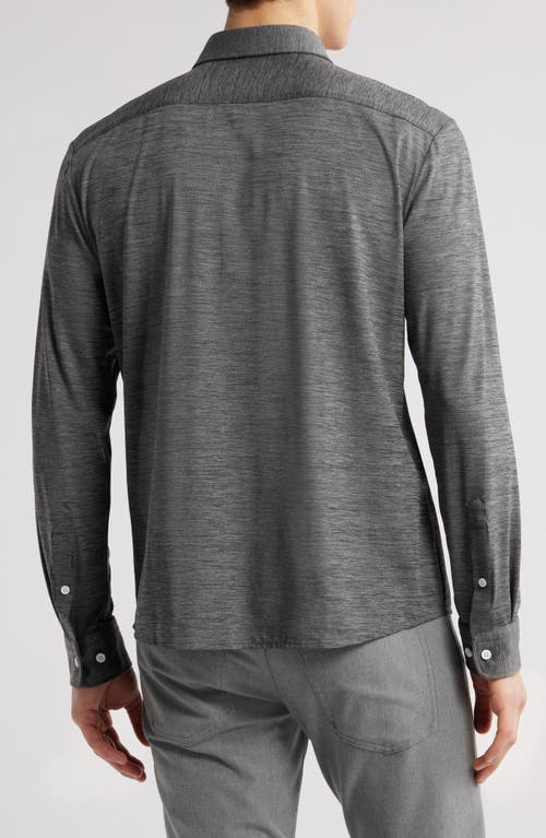 Hugo Boss Slim-fit Performance-stretch Jersey Melange Shirt In Gray