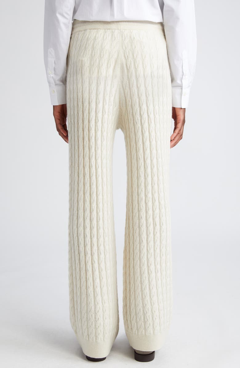 TOTEME Cable Knit Wide Leg Wool & Cashmere Pants, Alternate, color, 