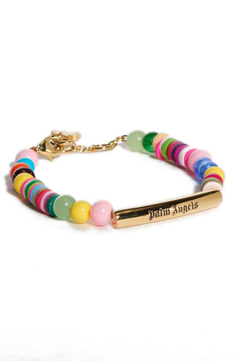 Palm Angels Beaded Logo Bracelet, Main, color,