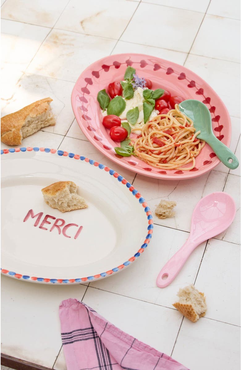 10004222 Ceramic Serving Platter Hand Painted Merci, Alternate, color, Beige
