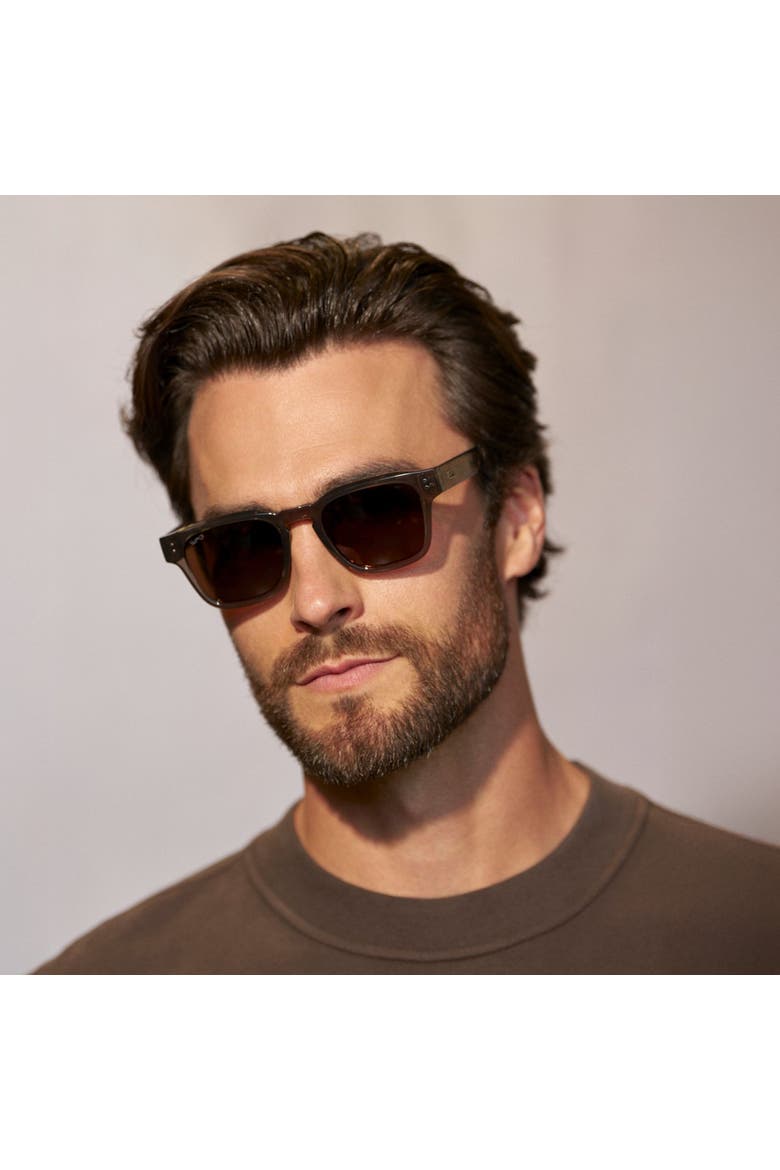Wayne - 50mm Rectangular Polarized Sunglasses, Alternate, color, Crystal Gunmetal