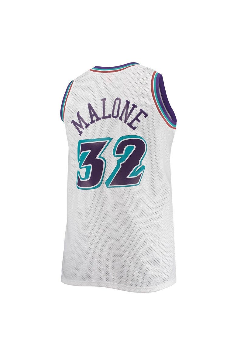 Men's Mitchell & Ness Karl Malone White Utah Jazz 1996/97 Big & Tall Hardwood Classics Swingman Jersey, Alternate, color, White