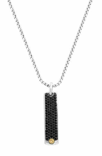 Men's Sterling Silver & 18K Gold Black Sapphire Pendant Necklace