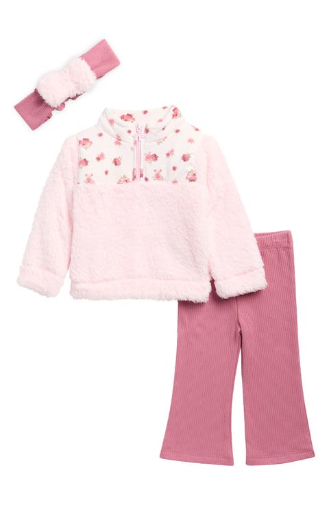 3-Piece High-Pile Fleece Pullover, Leggings & Headband Set