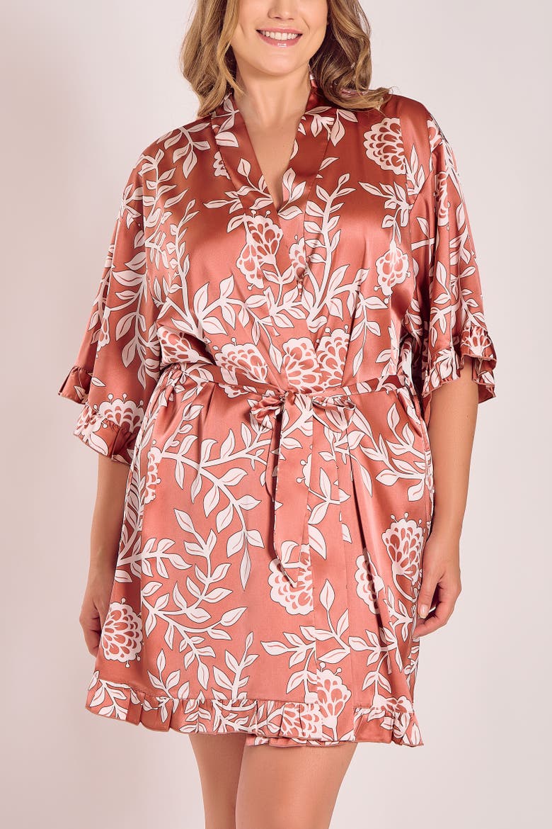 Floral Satin Robe, Main, color, Dusty Rose