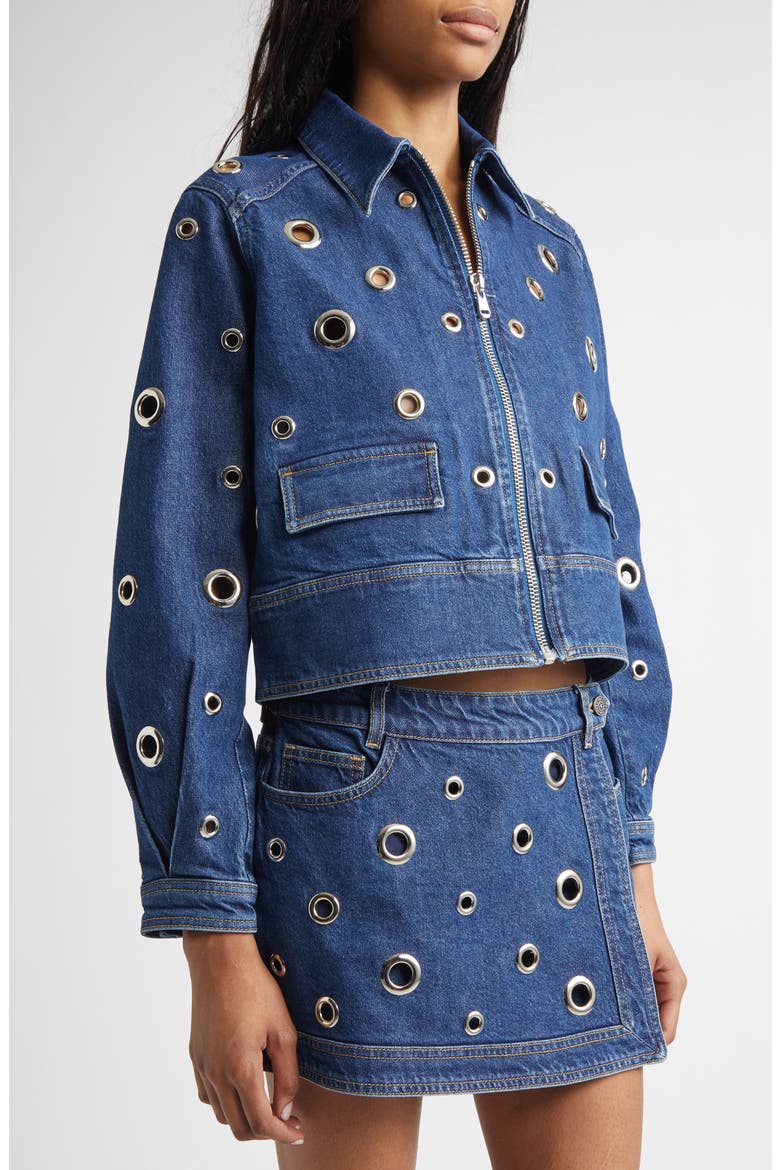 Harriet Denim Grommet Jacket, Alternate, color, TIDE