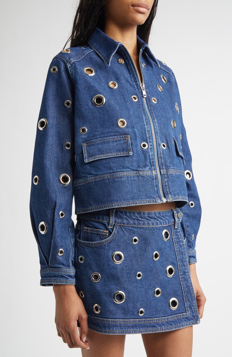 Cinq à Sept Harriet Denim Grommet Jacket, Alternate, color, Tide