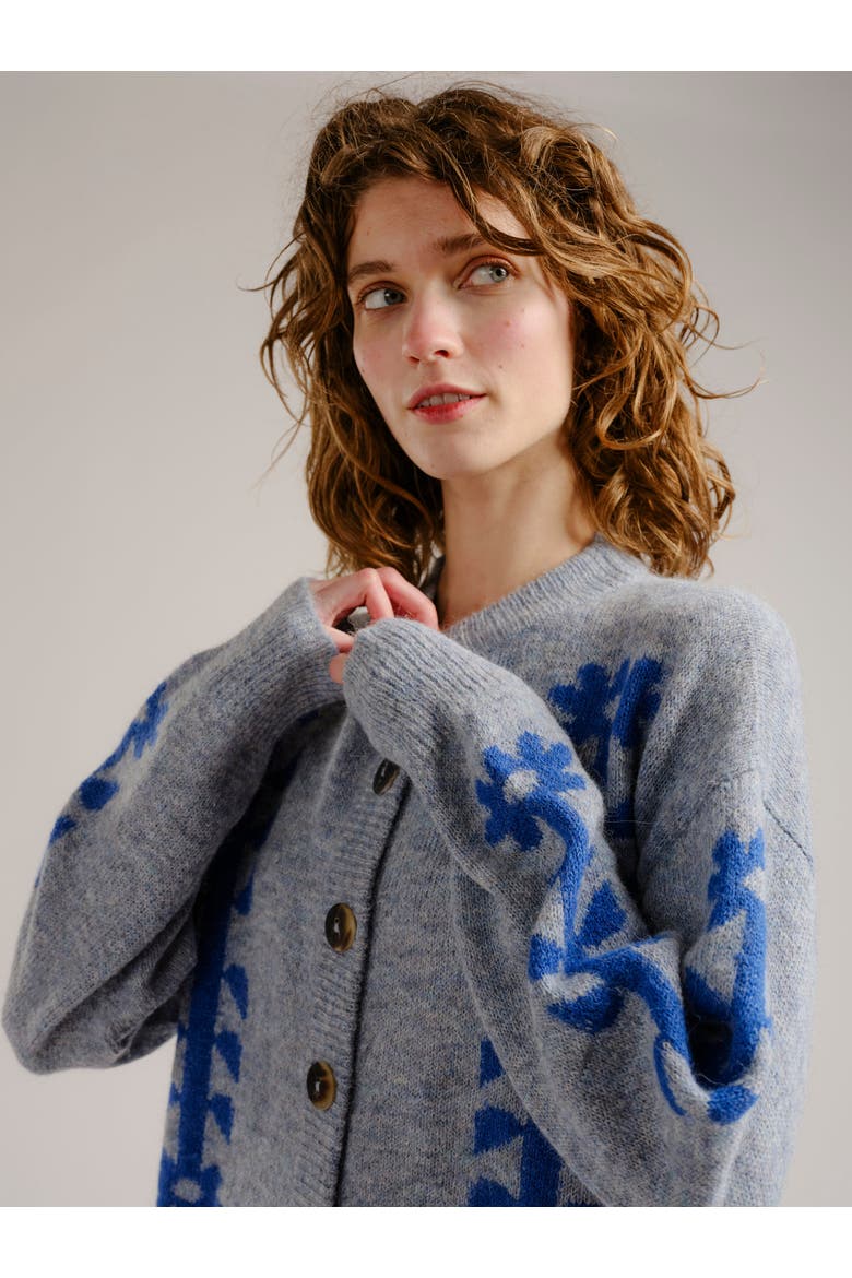 Flower Power Alpaca Cardigan, Alternate, color, Bluebell