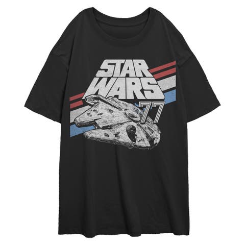Junior's Monochrome 77 Logo Short Sleeve Oversized T-Shirt