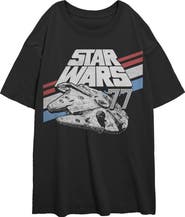 Star Wars Junior's Monochrome 77 Logo Short Sleeve Oversized T-Shirt