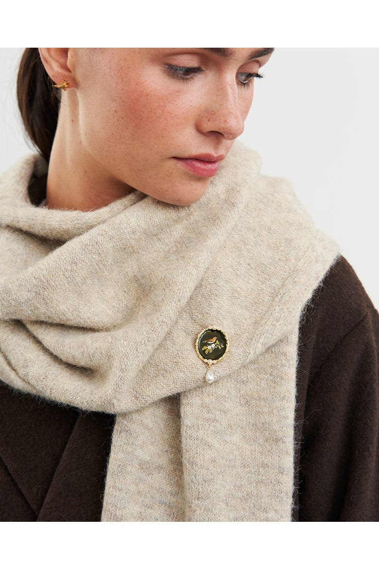 Robin Bramble & Pearl Brooch, Alternate, color, Gold