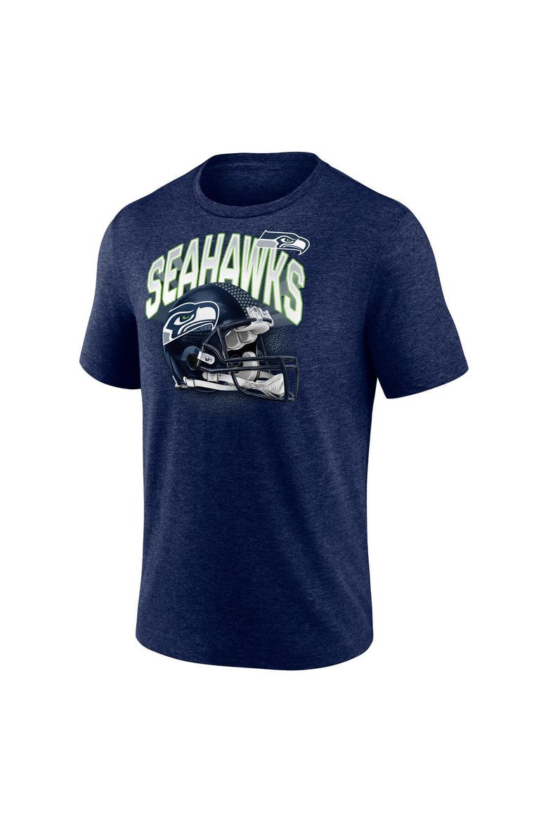 Men's Fanatics Branded Heathered College Navy Seattle Seahawks End Around Tri-Blend T-Shirt, Alternate, color, Heather Navy