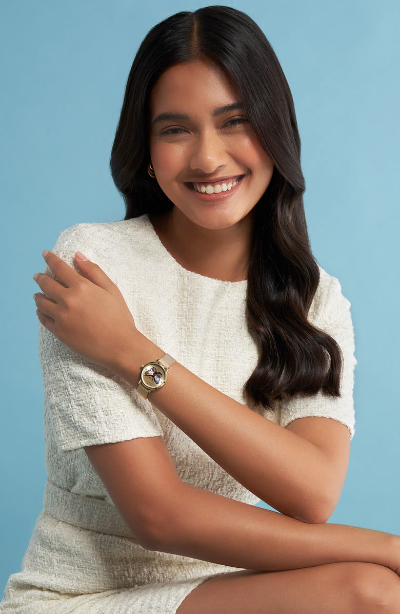 Olivia Burton Signature Butterfly Mesh Strap Watch, 28mm  display picture 2