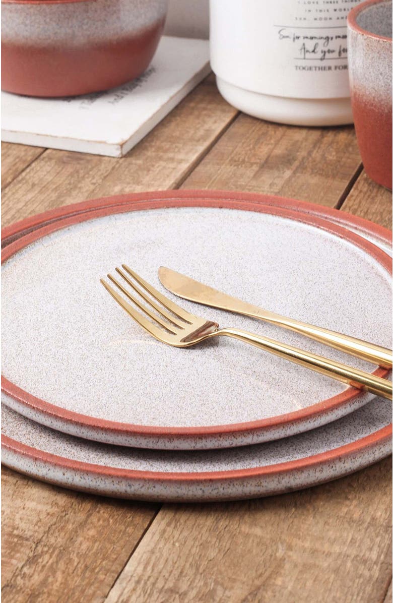 Stone Lain Vince Stoneware 4-Piece Salad Plate Set, Alternate, color, Red